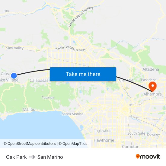 Oak Park to San Marino map