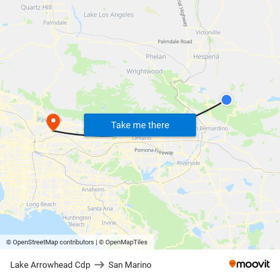 Lake Arrowhead Cdp to San Marino map