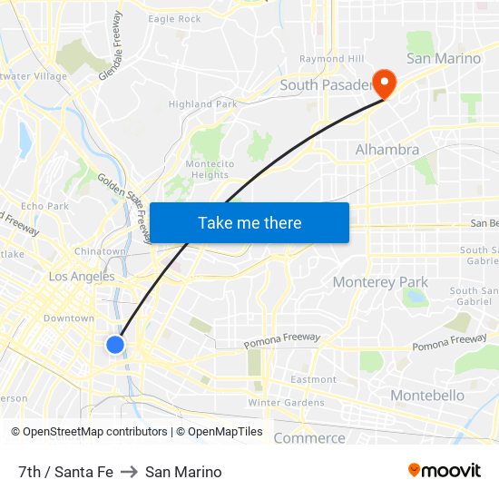 7th / Santa Fe to San Marino map