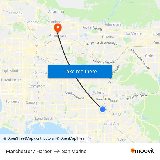 Manchester / Harbor to San Marino map