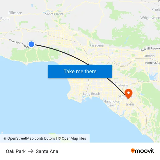 Oak Park to Santa Ana map