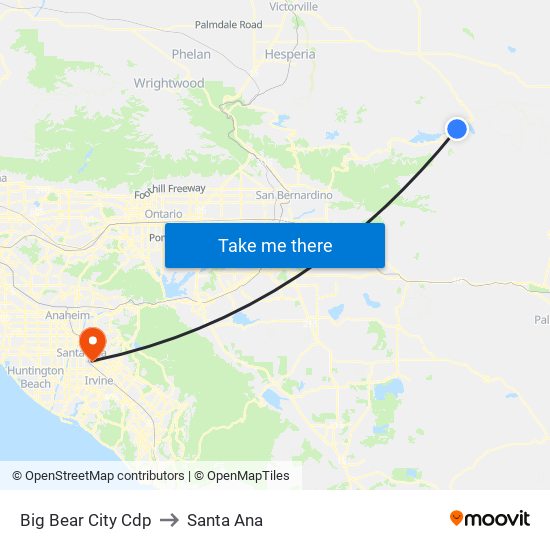 Big Bear City Cdp to Santa Ana map