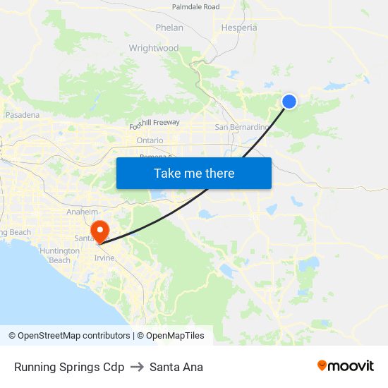 Running Springs Cdp to Santa Ana map