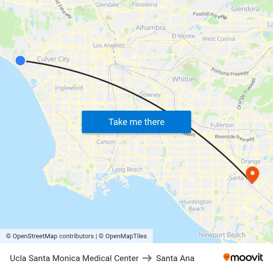 Ucla Santa Monica Medical Center to Santa Ana map