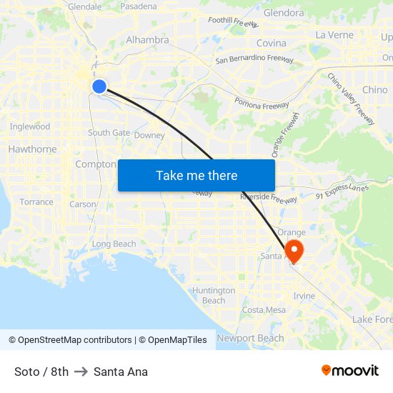 Soto / 8th to Santa Ana map