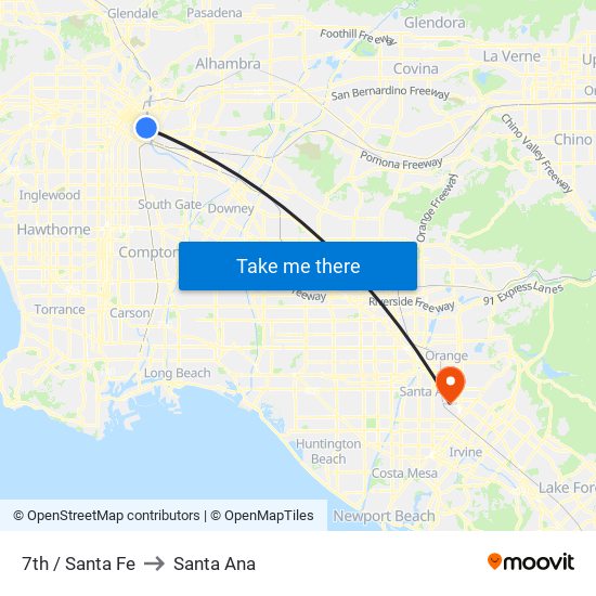 7th / Santa Fe to Santa Ana map