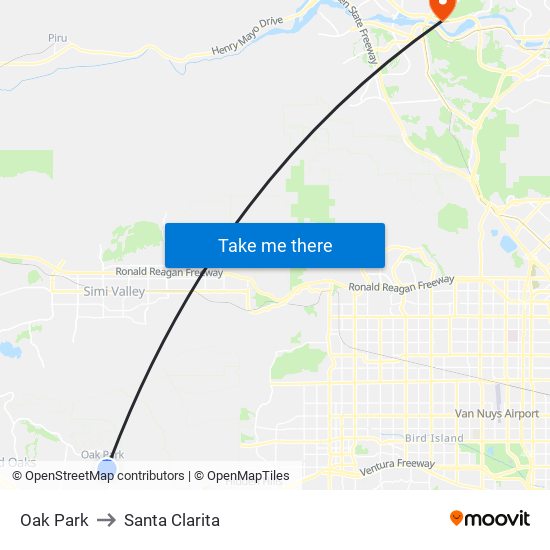 Oak Park to Santa Clarita map