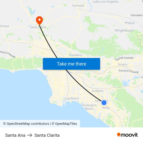 Santa Ana to Santa Clarita map