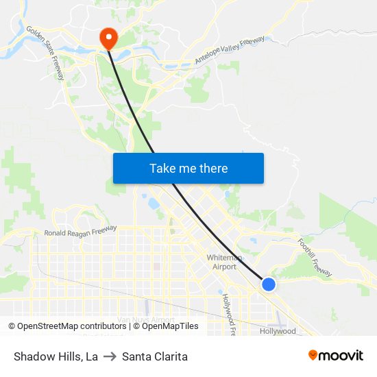 Shadow Hills, La to Santa Clarita map