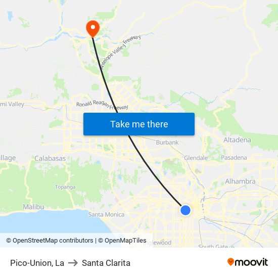 Pico-Union, La to Santa Clarita map