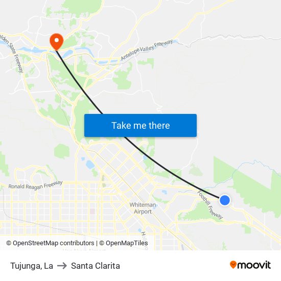 Tujunga, La to Santa Clarita map