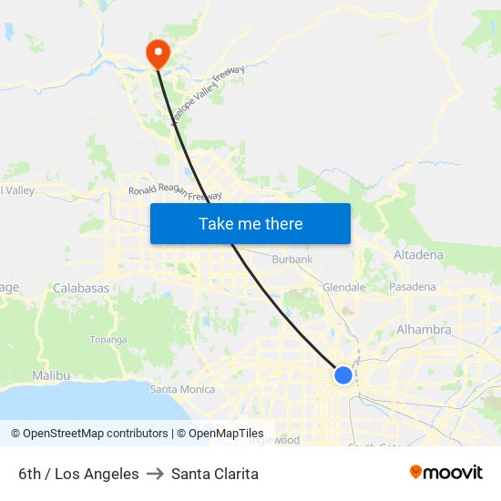 6th / Los Angeles to Santa Clarita map