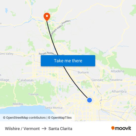 Wilshire / Vermont to Santa Clarita map