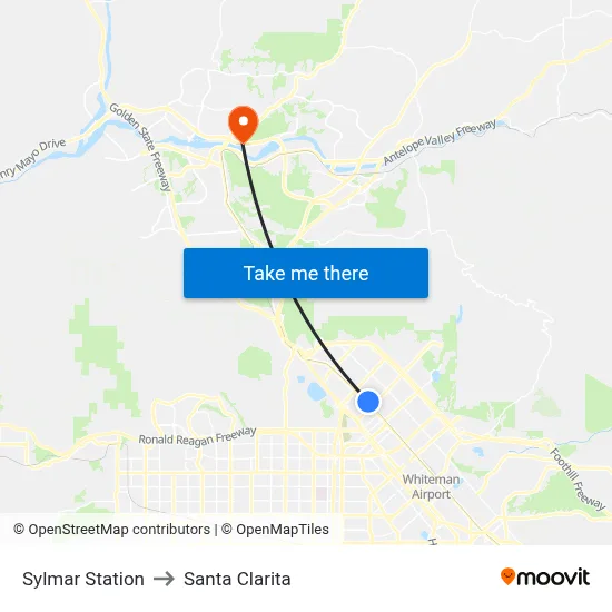 Sylmar Station to Santa Clarita map