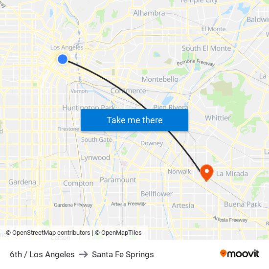 6th / Los Angeles to Santa Fe Springs map
