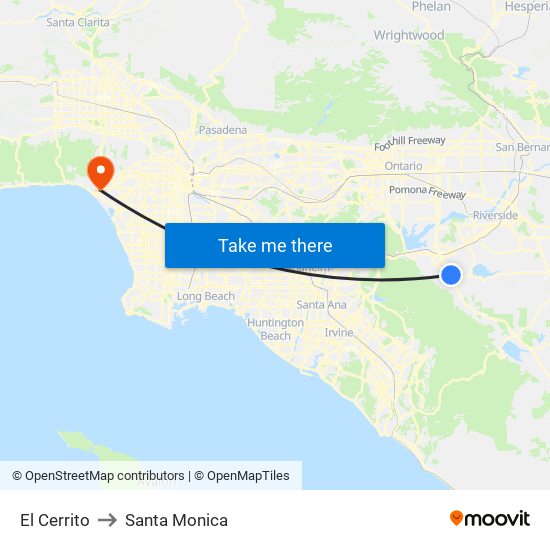 El Cerrito to Santa Monica map