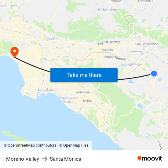 Moreno Valley to Santa Monica with public transportation