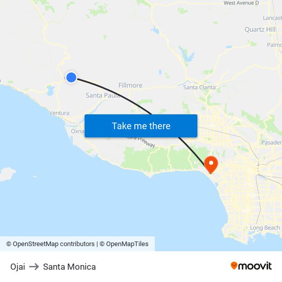 Ojai to Santa Monica map