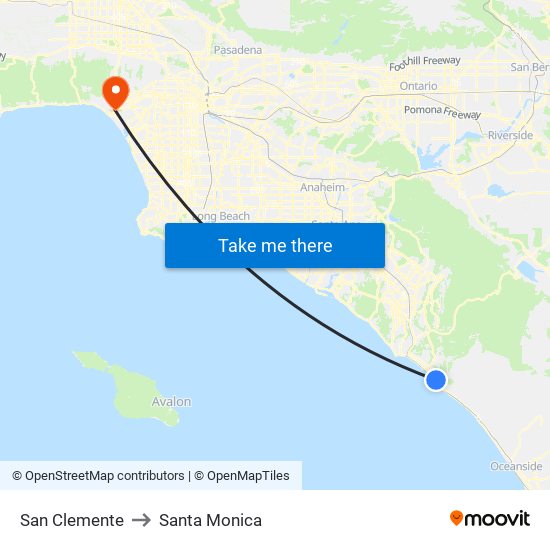 San Clemente to Santa Monica map