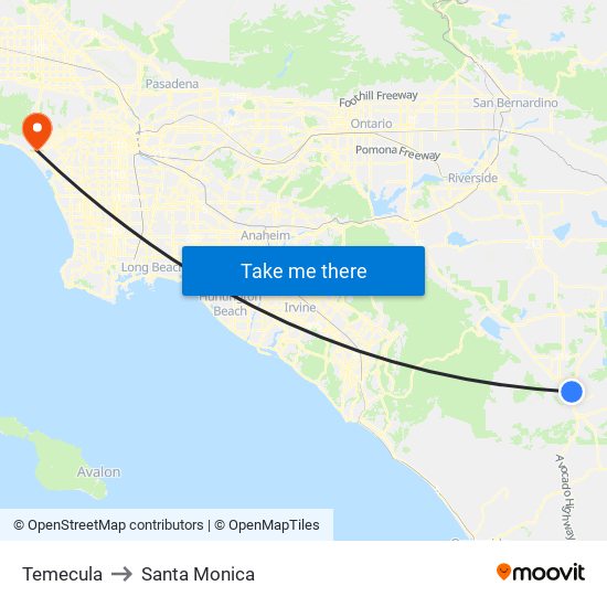 Temecula to Santa Monica map