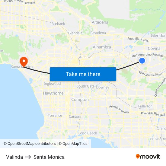 Valinda to Santa Monica map