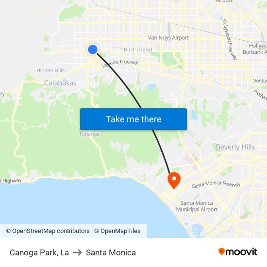 Canoga Park, La to Santa Monica map