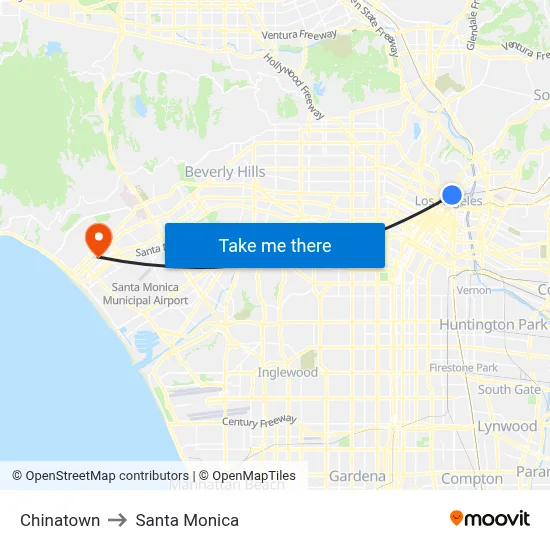 Chinatown to Santa Monica map