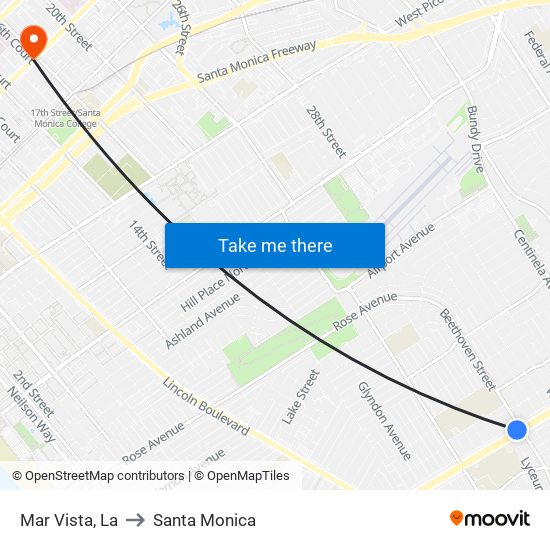 Mar Vista, La to Santa Monica map