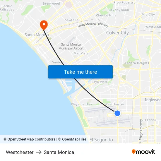 Westchester to Santa Monica map