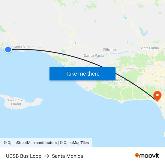 UCSB Bus Loop to Santa Monica map