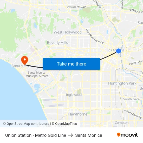 Union Station - Metro Gold Line to Santa Monica map