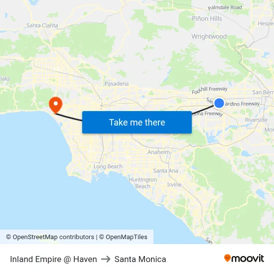 Inland Empire @ Haven to Santa Monica map