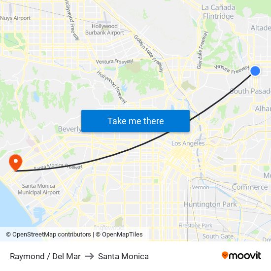 Raymond / Del Mar to Santa Monica map