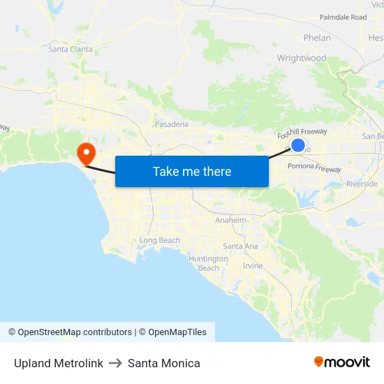 Upland Metrolink to Santa Monica map