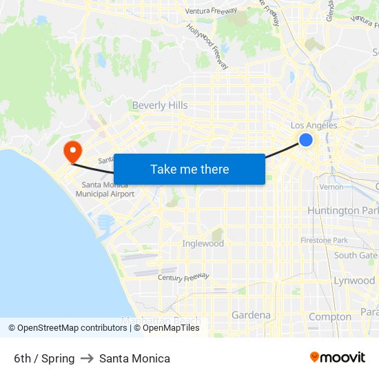 6th / Spring to Santa Monica map