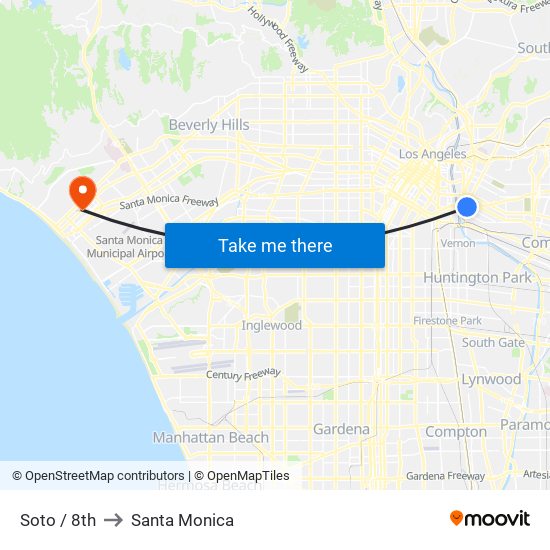 Soto / 8th to Santa Monica map