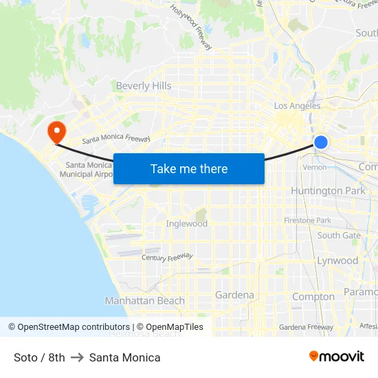 Soto / 8th to Santa Monica map