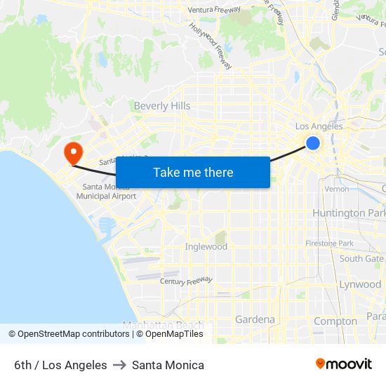 6th / Los Angeles to Santa Monica map
