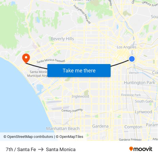 7th / Santa Fe to Santa Monica map