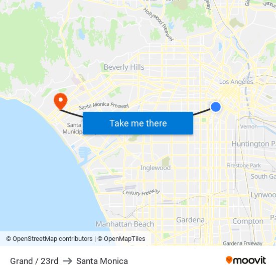 Grand / 23rd to Santa Monica map