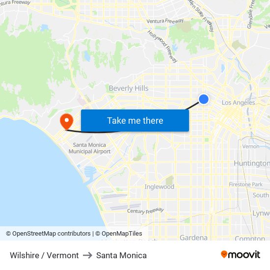 Wilshire / Vermont to Santa Monica map