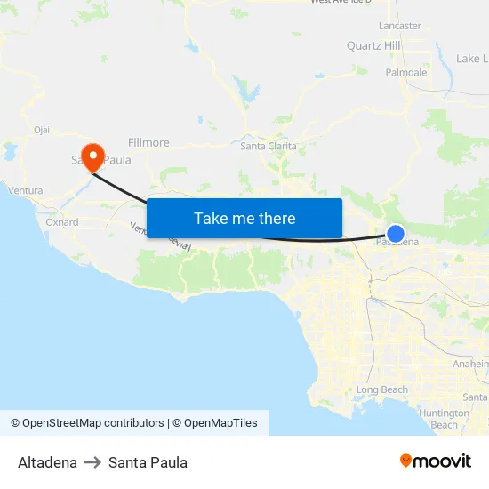 Altadena to Santa Paula map