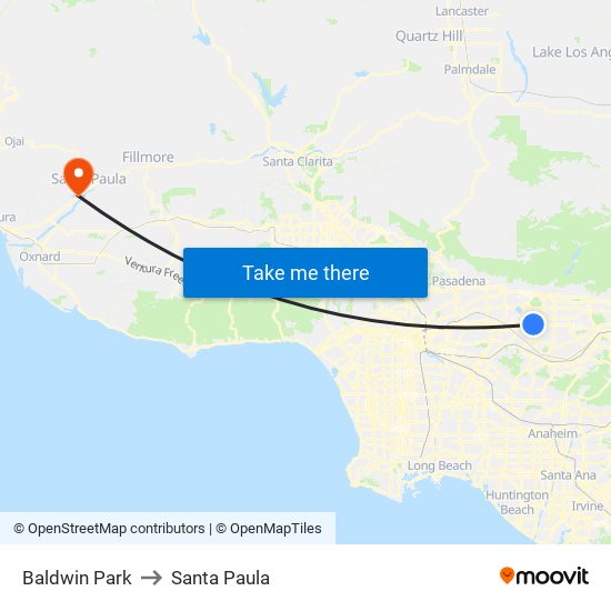 Baldwin Park to Santa Paula map