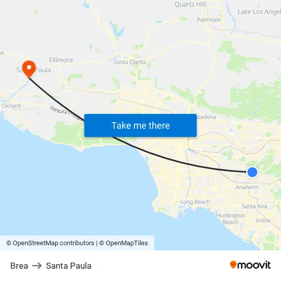 Brea to Santa Paula map