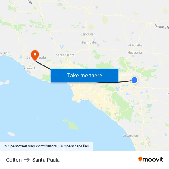 Colton to Santa Paula map