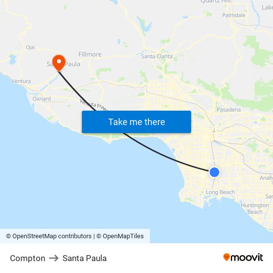 Compton to Santa Paula map