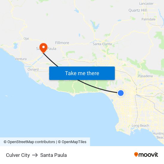 Culver City to Santa Paula map