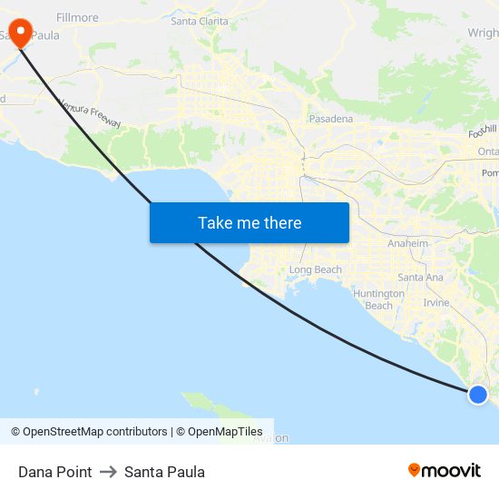 Dana Point to Santa Paula map