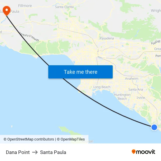 Dana Point to Santa Paula map