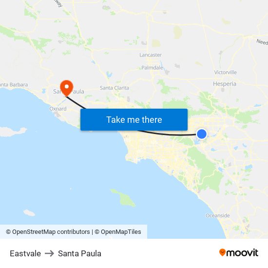 Eastvale to Santa Paula map